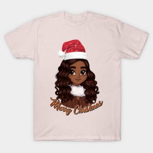 Black Girl Santa, Black Mrs Santa Claus, African American Santa, Merry Christmas T-Shirt